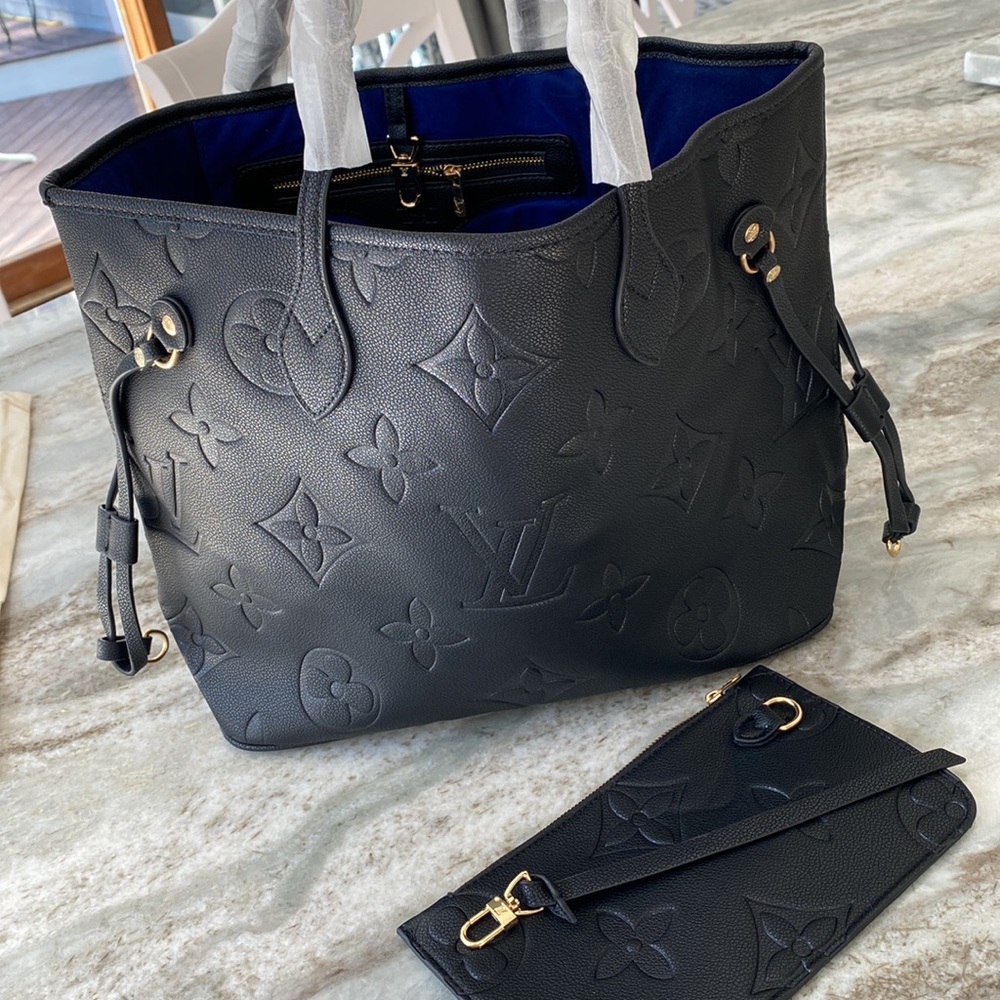 NEW Black Monogram Empreinte Neverfull GM Bag Tote